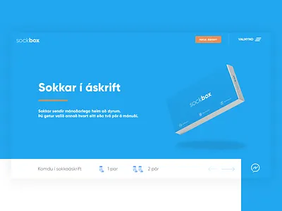 Landing page for Sockbox agency blue clean design design ecommerce ecommerce design ecommerce shop iceland landing page subscription subscription box typography ui ux viska web web design web design agency web development website