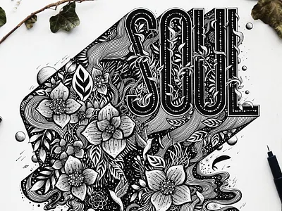 Soul birds botanical flowers galaxy graphic design handlettering handmade illustration lettering lineart logo nature space type typography