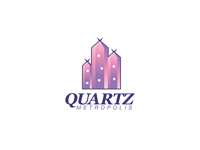Quartz Metropolis Logo architectural block city crystal design diamond diamond city gems logo quartz real estate spike