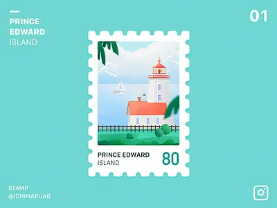 Stamp Prince Edward Island design illustration island lake prince edward sketch stamp tree