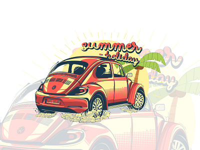 Summer Holiday adobeillustrator americanclassic artproject artwork carillustration cars cartoon classiccars design illustration tshirtdesign