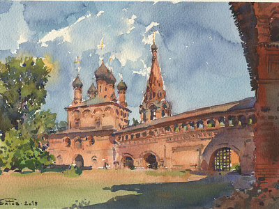 20180616 Krutitskoe 19x28 cityscape mgraham moscow outdoorpainting pleinairpainting stcmill urbansketchers watercolor watercolorpainting watercolorpleinair