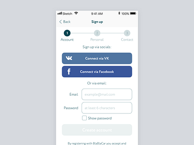 Creating an account account creation app blablacar iphone mobile mobileapp ui ux