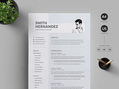 Resume/CV a4 clean resume creative resume curriculum vitae cv cv template doc modern modern resume professional resume resume template template