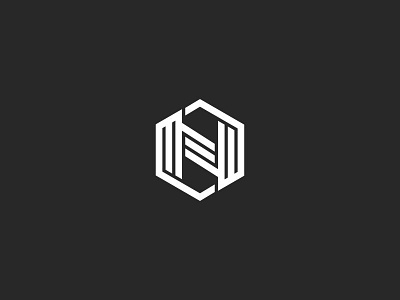 Logo N letter Hexagon black design emblem hexagon initial letter line linear logo mark minimal monogram n parallel shape simple symbol thin typography white
