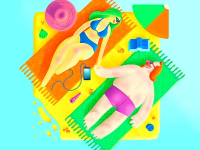 Summer Love character colors couple design hot illustration ipad love man procreate summer sun tan woman