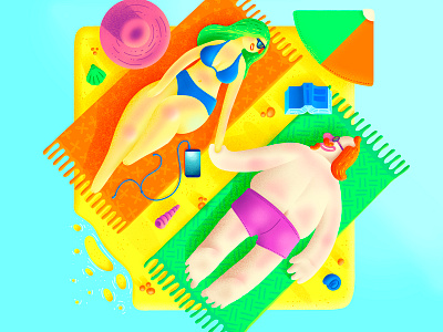 Summer Love character colors couple design hot illustration ipad love man procreate summer sun tan woman