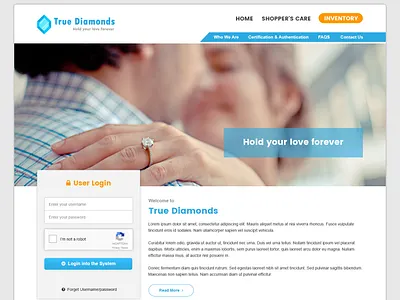 True Diamonds design diamond diamond store diamonds ecommerce ui website design