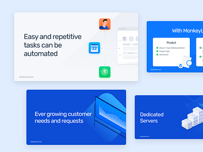 Monkeylearn Deck app blue clean design icons illustration machine learning marketing monkey monkeylearn slide