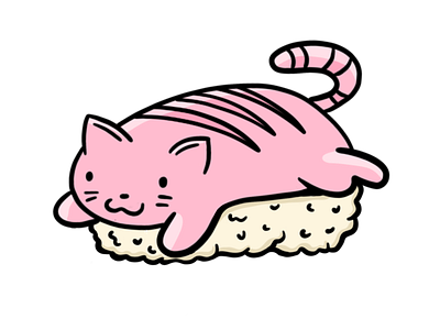 Sashimi cat casual cat cat drawing cute digital doodle drawing food illustration ipad kitten painting pink procreate sushi