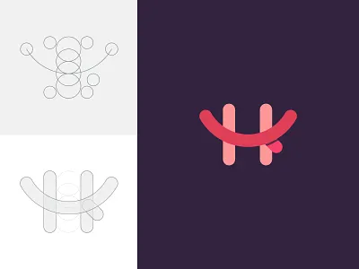 Happy Face - Letter H brand and identity branding color chart font design golden ratio graphic design happy face icon artwork illustator illustration letter logo monogram photoshop symbol symbol icon symbol icon mark typography