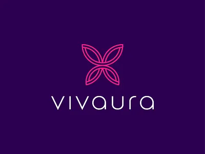 Vivaura Logo abstract brand branding butterfly design geometric identity lettering logo mark symbol typography v wings