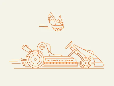 Koopa Cruiser beer bowser go kart illustration kart koopa labor day mario mario bros mario kart monoline nintendo race racing shadow speed turtle type typography