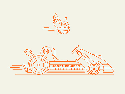 Koopa Cruiser beer bowser go kart illustration kart koopa labor day mario mario bros mario kart monoline nintendo race racing shadow speed turtle type typography