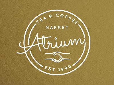 Atrium Tea & Coffee Market badge branding design icon illustrator logo monoline script typography
