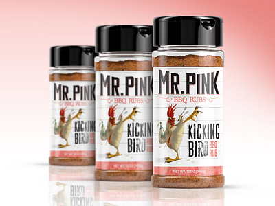 Mr. Pink Kicking Bird BBQ Rub barbecue bbq rub bbq rubs graphic design package design packaging packaging design