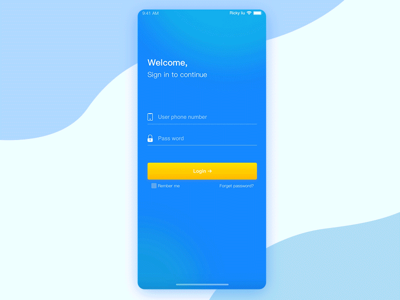 Login design dynamic effect ui 蓝色 颜色