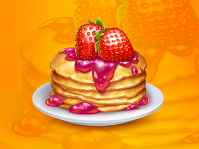 Jam-Topped Pancakes 2d 2d art food game game art game icon icon jam pancakes strawberry yummy