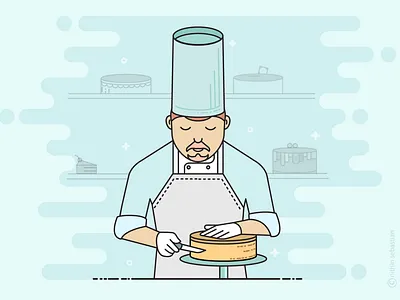 Pastry chef bake bakery cake chef chefs hotel illustration pastry ui vector