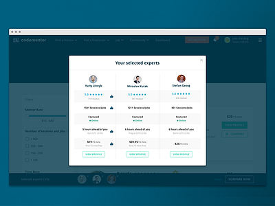 New feature for finding a mentor! codementor coding community comparison developer expert find live help mentor mentorship