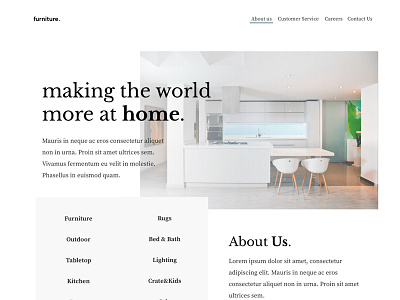 Furniture Landing black clean furniture landing landing page layout minimal ui web white