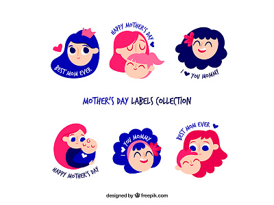 Mother's day labels freepik illustration labels love mother mothersday vector