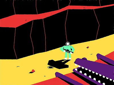 Lurking animation monster space style frame