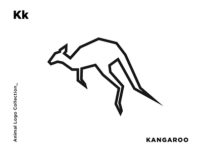 K for Kangaroo (No. 11) animal branding design grid illustration line art logo logomark minimal