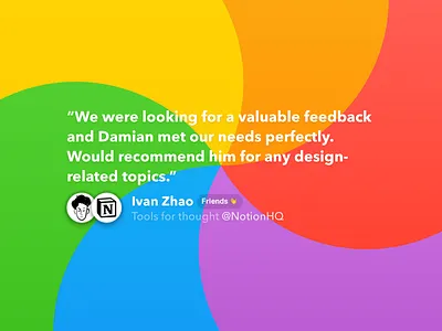 Testimonials for new Portfolio announcement beachball branding clean colorful design desktop minimal portfolio testimonial ui ux web