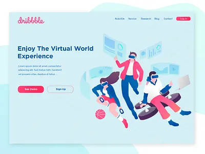 Virtual Reality Web Header Concept debut shot debuts debutshot flat flatdesign header illustration ui virtualreality web webdesign webheader