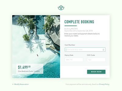 Credit Card Payment booking credit card dailyui dailyui002 hotel payment resort sketch app ui design web