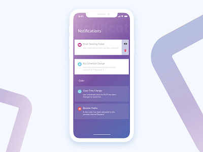 Notification UI app design notification purple ui ui design uidesign uiux