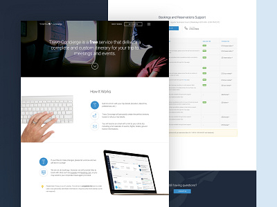 Travo Concierge Landing & Support Page data table landing page marketing product page service landing page steps support page travel web design