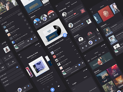 MBox-night mode app clean design flat minimalist music ui