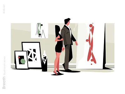 Couple visit art gallery illustration art character couple flat gallery girl illustration kit8 man vector visit