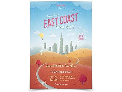 East Coast Travel Poster america autumn clean fall flyer illustration outdoors retro template tourism