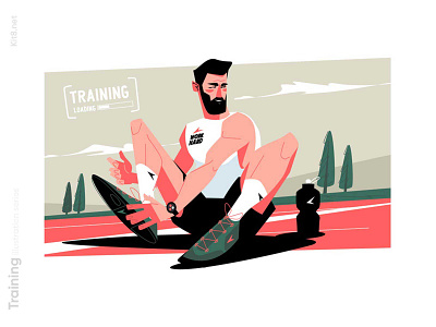 Guy preparing for sport training illustration character flat guy illustration kit8 man preparing sport training vector