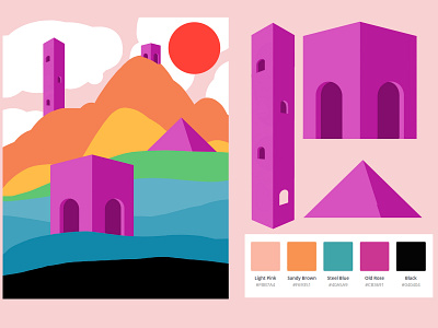 Watchtowers design flat illustration vector