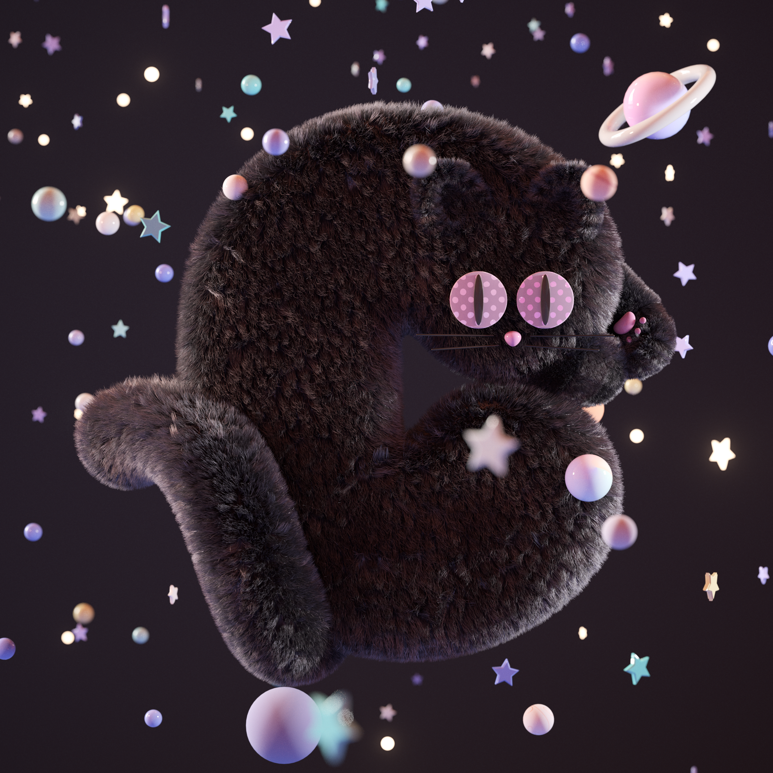 36 Days of Type 3d cat design illustration