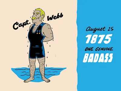 The Legend, Captain Webb cartoonist design graphicart hand drawn illustration vector