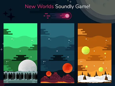 New Worlds - Soundly Game android art design flat flatdesign game gamedesign illustration illustrator ui uidesign
