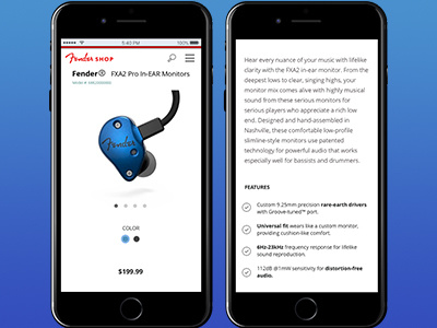 Fender eCommerce design ui