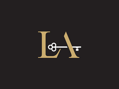 L A Luxury Listings Lettermark brand branding home gold black logos idea lettering logotype typography logo designer creative minimal logo icon lettermark monogram minimalist clever idea subtle real estate home key gold symbol luxury house