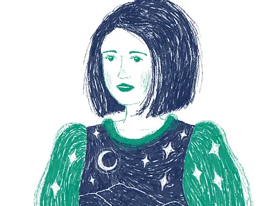 I think her name is Stella WIP character character design fashion galaxy girl illustration moon space stars stella texture two color wip