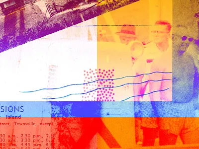 Tropical systems variation 3 beach calendar collage collage art old fellas overprint pipe sunnies table townsville