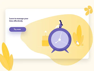 Time App ai app blue bright clean design girl illustration illustrator management modern time ui ux web website yellow