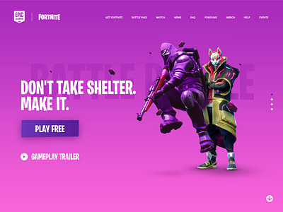 Daily UI challenge #003 — Landing Page clean dailyui design designer flat fortnite game art gamers inspiration interface interface design landing page minimal ui ux web website