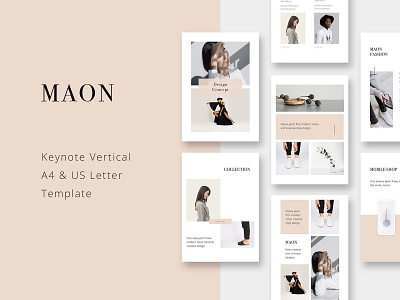 MAON - Vertical Template Presentation a4 brochure design elegant fashion feminine icons influencer key keynote keynote presentation magazine portfolio presentation printable showcase simple template us letter vertical