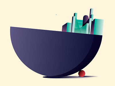 Disrupted Balance balance city geometry illustration