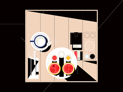 Feng Shui Breakfast bold breakfast cafe coffee darren brown design food geometric illustration illustrator line minimal restaurant